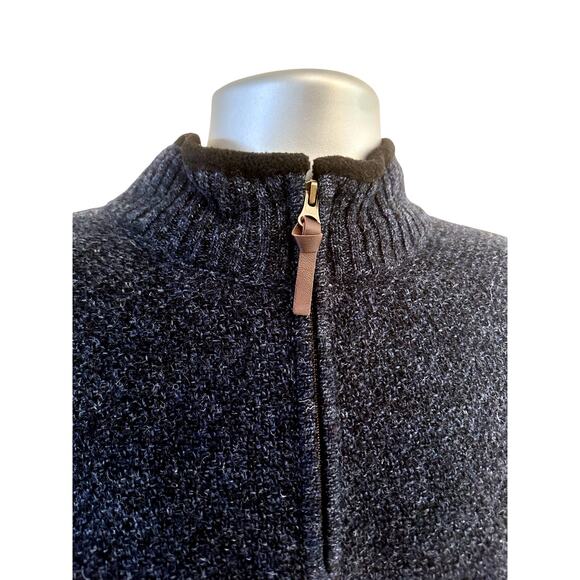 PENDLETON Men's Charcoal Large 1/4 Zip Washable Wool Pullover Front Pattern - Picture 2 of 10